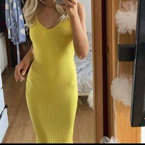 Zara NWT Yellow Sleeveless Ribbed Maxi Dress